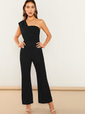 One Shoulder Flared Jumpsuit