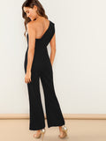 One Shoulder Flared Jumpsuit