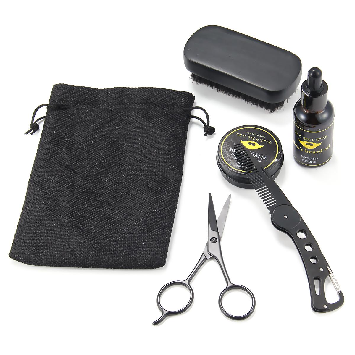 Beard Grooming & Trimming Kit For Men Care Beard Brush Comb Oil  Essential Shampoo Wax Scissors Beard Clean Set Gift Boxed