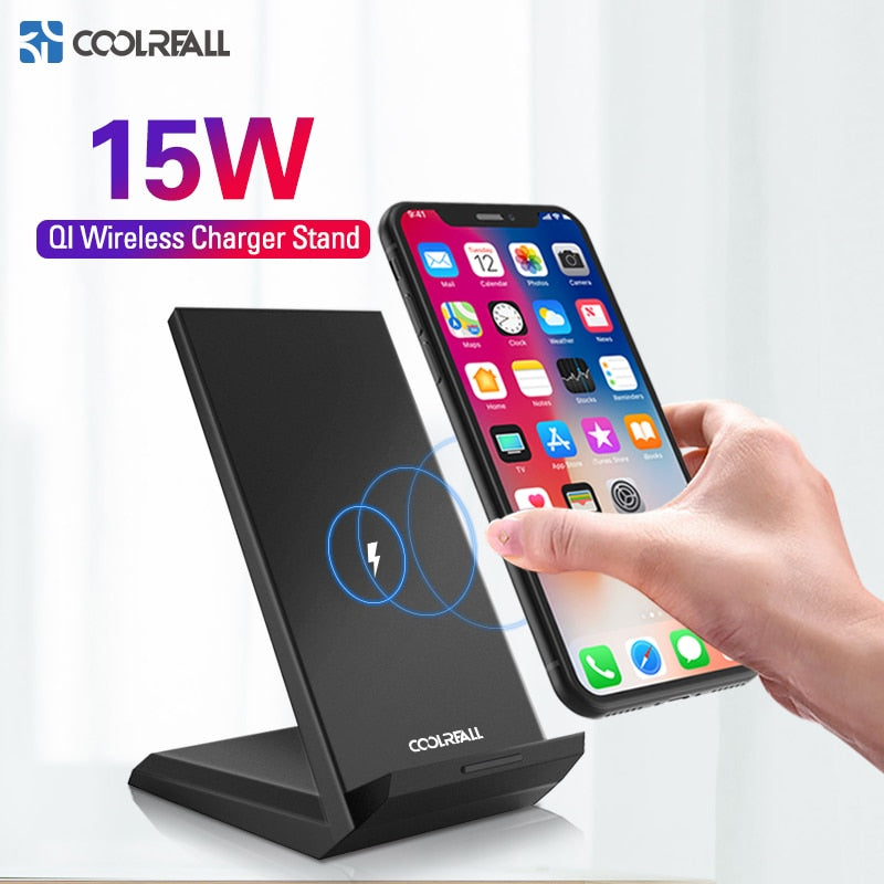 Fast Charging  Wireless Standing Charger For iPhone X, XS,8, and Samsung S6, S7, S8, S9, S10