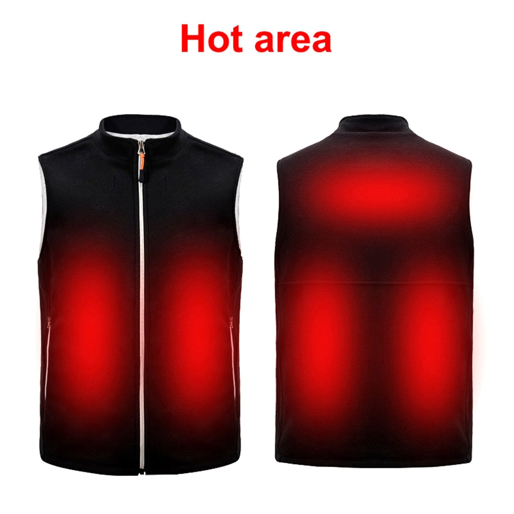 Men Electric Heated Vest USB Heating Vest Winter Thermal Polyester Jacket