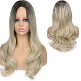 Black Ash Light Brown Blonde Synthetic Wig Body Wave Middle Part Heat Resistant Fiber For Black Women Cosplay Long Wig