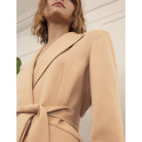 Gorgiouse  Commute Camel Suit Collar With A Dark Buckle Belt Fashion Women's Slim Suit Jacket