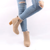 Ladies Solid Martin Suede Ankle Boot