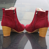 Ladies Solid Martin Suede Ankle Boot