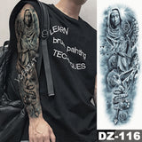 Large Arm Sleeve Tattoo Angel Wings Pigeon Jesus Waterproof Temporary Tattoo Sticker Holy Holiness Men Full Skull Totem Tattoo