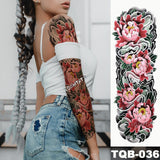 Large Arm Sleeve Tattoo Japanese Geisha Snake Waterproof Temporary Tatto Sticker Lotus Peacock Girl Tatoo Body Art Women