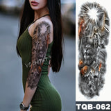 Large Arm Sleeve Tattoo Midnight Leopard Beauty Girl Waterproof Temporary Tatto Sticker Moonlight Rose Full Skull Tatoo Women