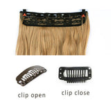 MUMUPI Clip In Hair Extension Ombre 24 Inches Blonde Black Full Head Synthetic Natural Curly Wavy Hairpiece Hair Pieces Headwear