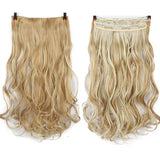 MUMUPI Clip In Hair Extension Ombre 24 Inches Blonde Black Full Head Synthetic Natural Curly Wavy Hairpiece Hair Pieces Headwear