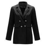 Women Autumn To Winter Long Solid Down Collar Outwear Blazer