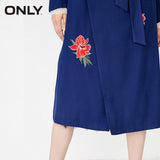 ONLY embroidery Belted slibm Fit long windbreaker Trench  coat Jacket| 118336512