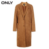 ONLY women's autumn new suede simple long windbreaker jacket trenchcoat | 118336526