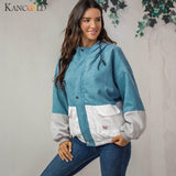 Outerwear & Coats Jackets Long Sleeve Corduroy Patchwork Oversize Zipper Jacket Windbreaker coats and jackets women 2018JUL25