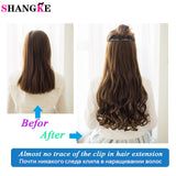 SHANGKE 28''  Long Synthetic Hair Clip In Hair Extension Heat Resistant Hairpiece Natural Wavy Hair Piece