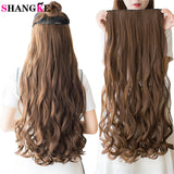 SHANGKE 28''  Long Synthetic Hair Clip In Hair Extension Heat Resistant Hairpiece Natural Wavy Hair Piece