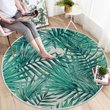 Silstar Tex Tropical Leaves Carpets Green Cotton Round Rug Living Room Carpet Home Decoration Kid's Play Mat Diameter 90cm|Rug