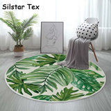 Silstar Tex Tropical Leaves Carpets Green Cotton Round Rug Living Room Carpet Home Decoration Kid's Play Mat Diameter 90cm|Rug