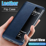 Smart View Window Flip Leather Cover Case For Samsung Galaxy S10 S9 S8 J4 J6 Plus s7 edge Note 8 Note9 A6 A7 A9 2018 Case Fundas