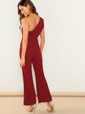 One Shoulder Flared Jumpsuit