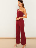 One Shoulder Flared Jumpsuit