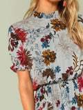 Frill Trim Floral Blouson Dress