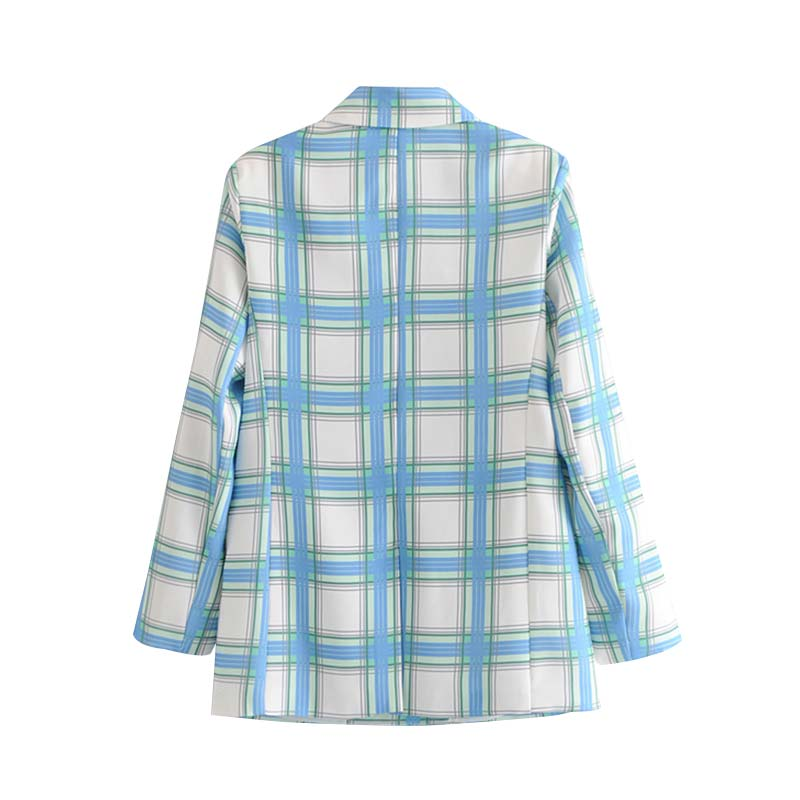Plaid Cotton Long Sleeve Double Breasted Vintage Outwear Coat