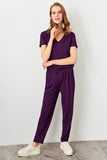Flexible Purple Knit Pants