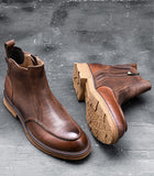 Full Grain Winter Chelsea Business Ankle Retro Men Elegant Boot