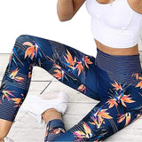 Women's Fitness Sport Leggings Stripe Printing Elastic Gym Workout