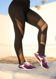 Women Mesh Patchwork Sport Leggings High Waist Tights