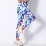 High-rise Leggings women Printed Yoga Pants Skinny Stretch Sports