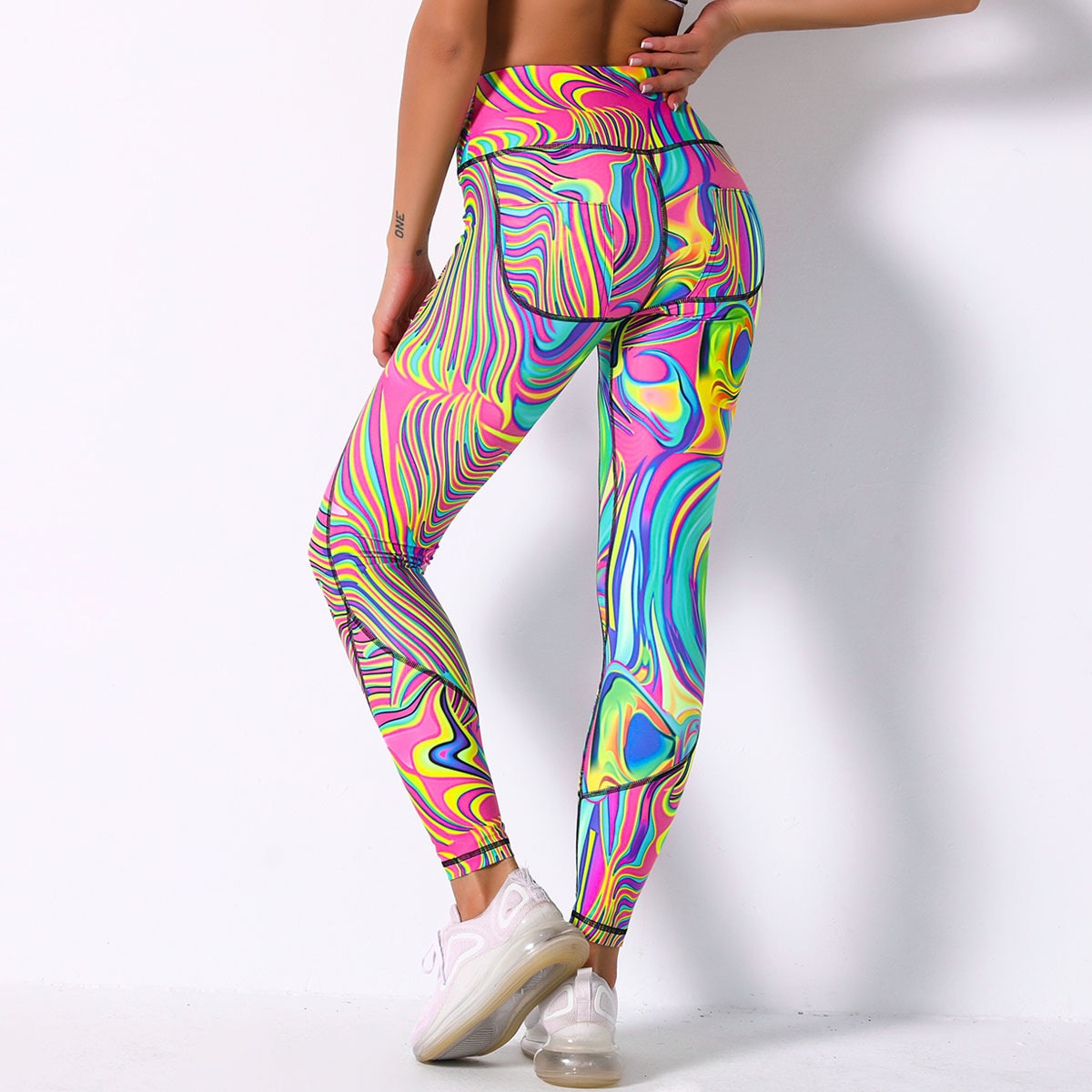 Rainbow 7-color Printed Sports Pants Colorful Printed Tights