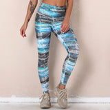 Purple White stripe printing sport Leggings Women's