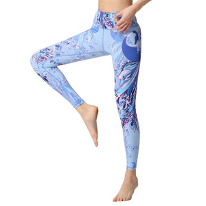 Peacock Yoga Pants Women Fashion Colorful Printed waist