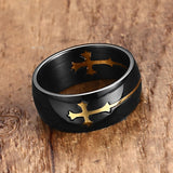 Stainless Still Quick Removable Men Curve Cross Ring