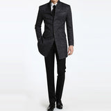 Woolen Trench Dark Gray Men Long Business Coat