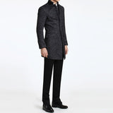 Woolen Trench Dark Gray Men Long Business Coat