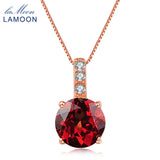 Pendant Red Garnet Gemstone 925 Sterling Silver Necklace