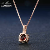 Pendant Red Garnet Gemstone 925 Sterling Silver Necklace