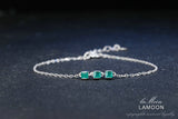 2MM 925 Sterling Silver Bracelet With Green Square Chalcedony