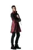 PU Lather Men Polyester Finely Designed Long New Trench Coat