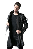 PU Lather Men Polyester Finely Designed Long New Trench Coat