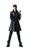 PU Lather Men Polyester Finely Designed Long New Trench Coat