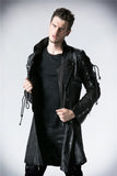 PU Lather Men Polyester Finely Designed Long New Trench Coat