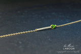 3x5mm Green Diopside 925 Sterling Charm Bracelet