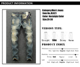 Denim Vintage Italian Classic Premium Cotton Slim Fit Slight Ripped Mens High Street Jeans