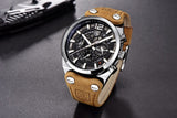 Waterproof Leather Mens Military Sports Watch Band