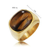 Brown Stone Symbol Solid Stainless Steel Men Ring