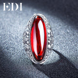 Red Garnet Bijouterie Retro 925 Sterling Ring